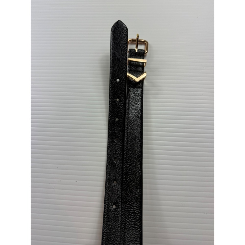 Vince‎ Camuto Black Skinny Belt rose Gold V Buckle VB402877 Large Womens